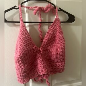 Pink Handmade Crochet Halter Top